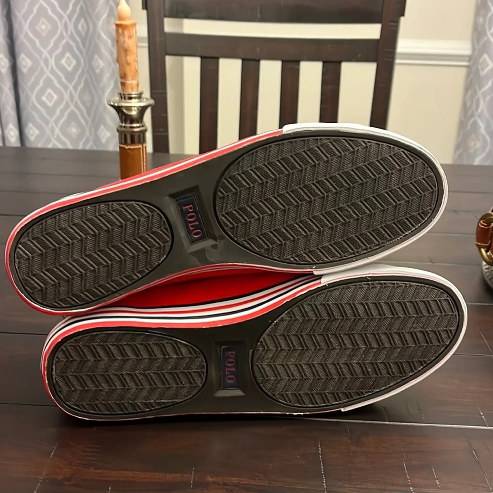 Polo Ralph Lauren Harvey SK VLC Shoes Sneakers Boat Deck Canvas red Mens Sizes